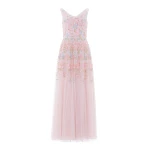 Needle and Thread Versailles Ditsy Cowl Neck Gown in Shell/Bright