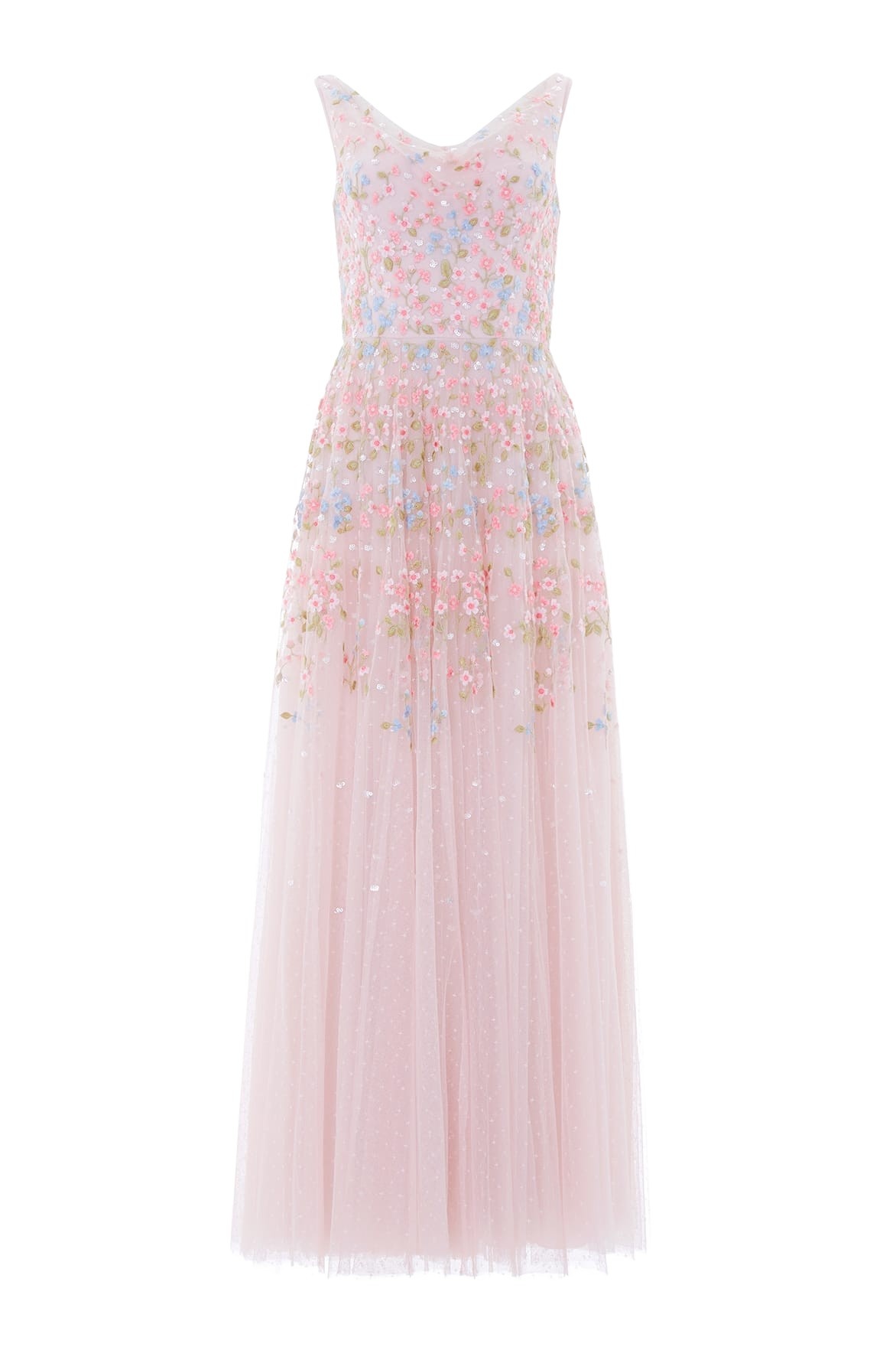 Needle & Thread Versailles Ditsy Cowl Neck Gown in Shell/Bright - Dresses - British Luxury Evening Wear at Luxury Shoes 