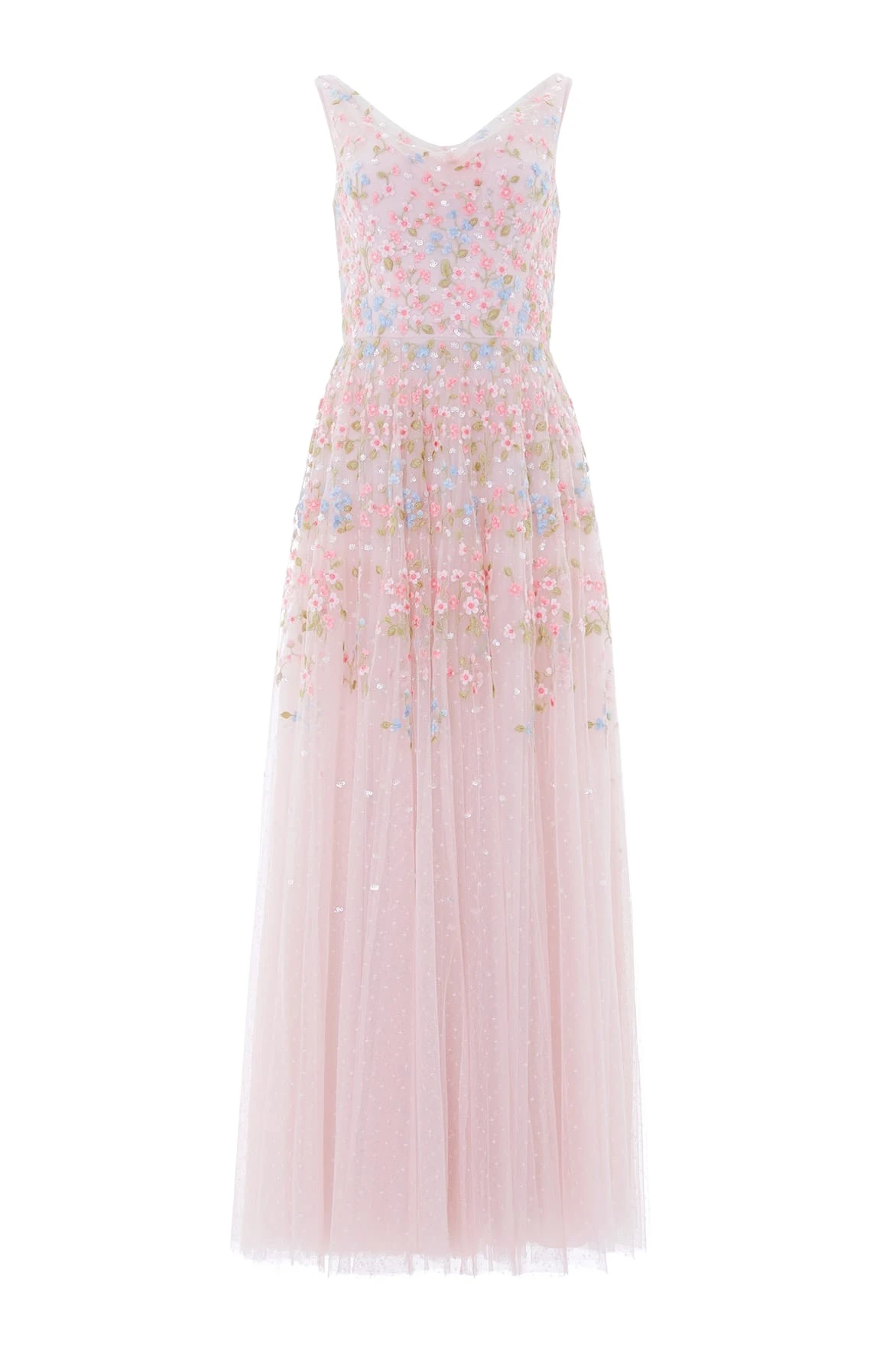 Needle and Thread Versailles Ditsy Cowl Neck Gown in Shell/Bright