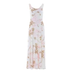 Needle and Thread Wisteria Jacquard Cowl Neck Gown in Optic White/Pink