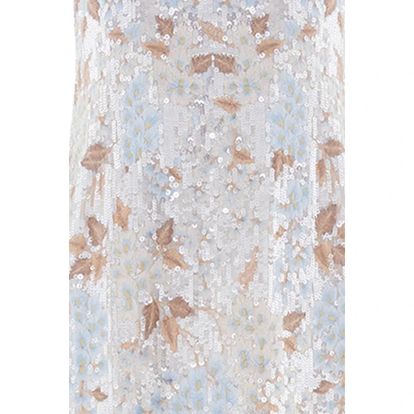 Needle and Thread Wisteria Shimmer Georgette Ankle Gown in Cream/Blue, view 4