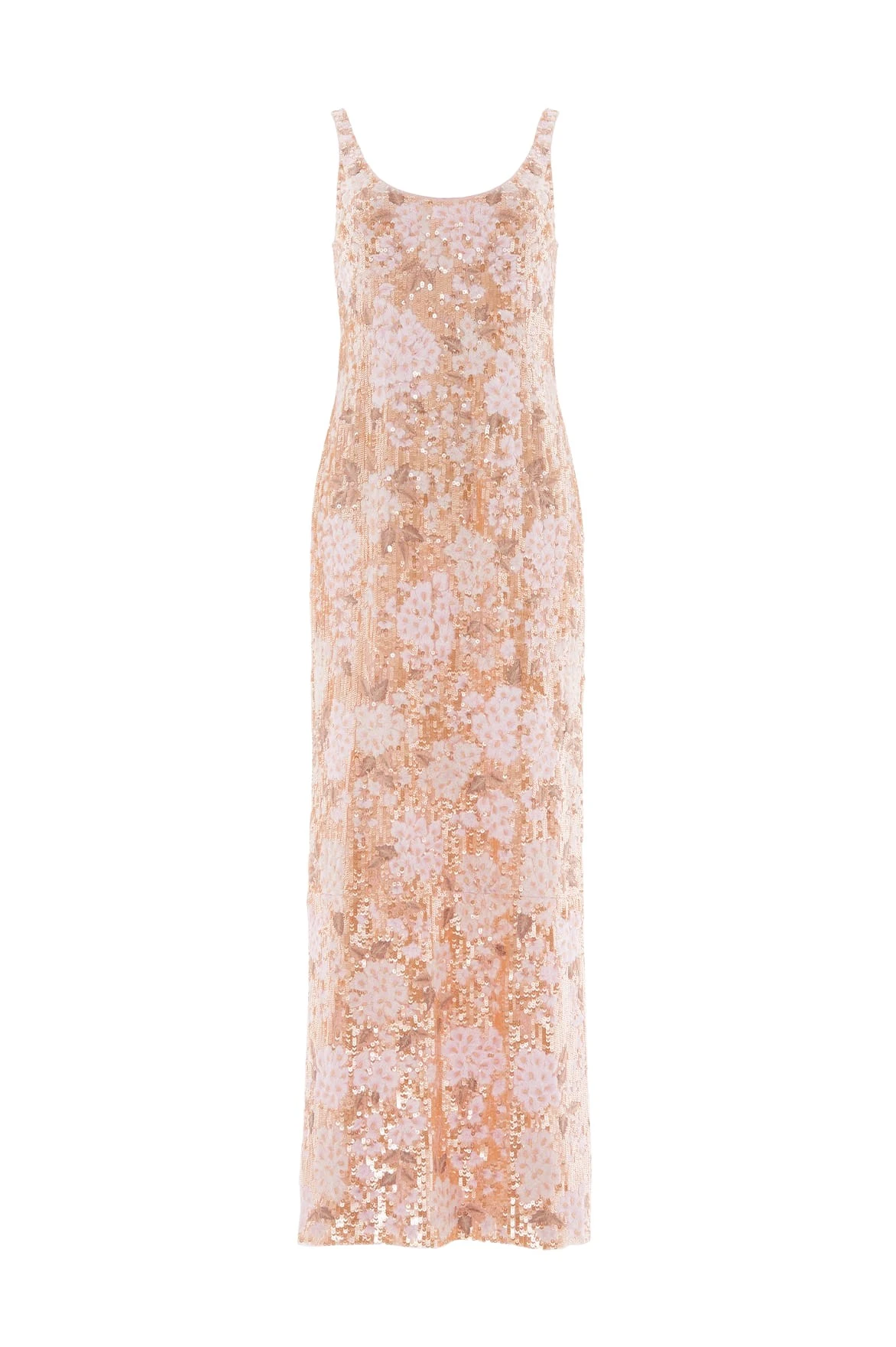 Needle and Thread Wisteria Shimmer Georgette Ankle Gown in Pale Gold/Pink