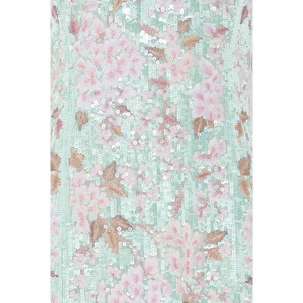 Needle and Thread Wisteria Shimmer Georgette Ankle Gown in Soft Mint/Pink, view 4
