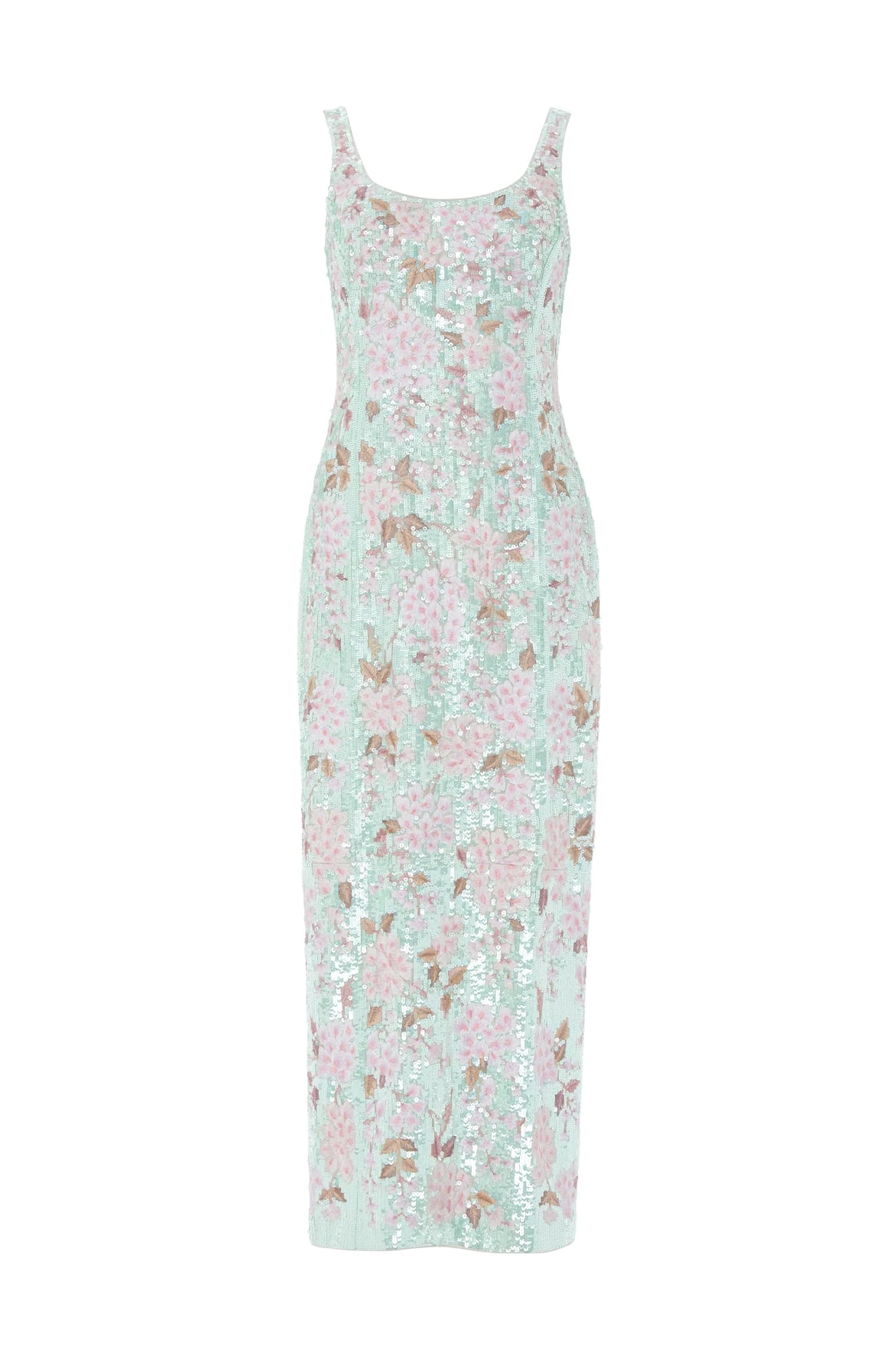 Needle and Thread Wisteria Shimmer Georgette Ankle Gown in Soft Mint/Pink