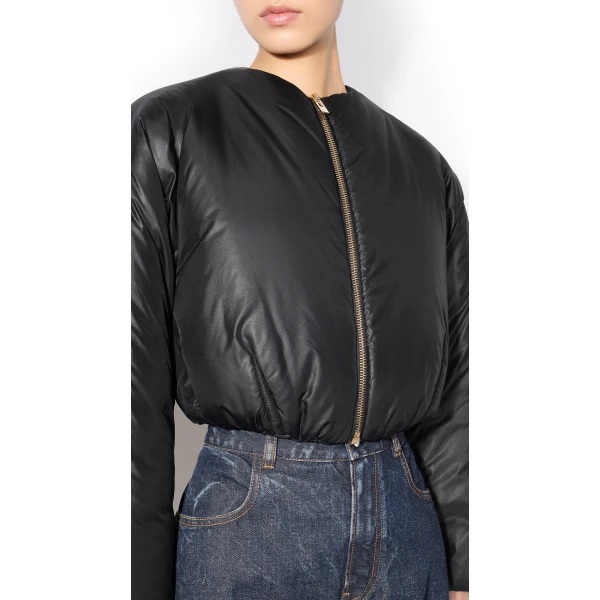 Alaïa Nylon Pleated Bomber - ALAÏA Jackets - Laser Cut Luxury - Shop at Luxury Shoes 