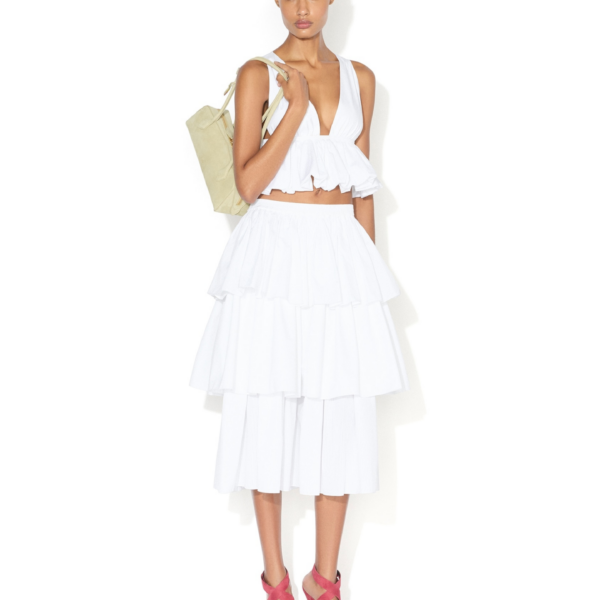 Alaia Openwork Cotton Peplum Top, view 2