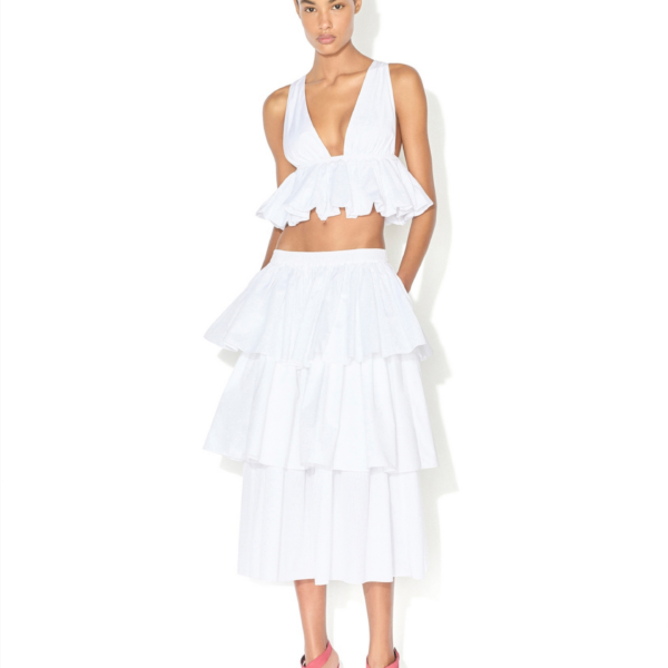 Alaia Openwork Cotton Peplum Top, view 3