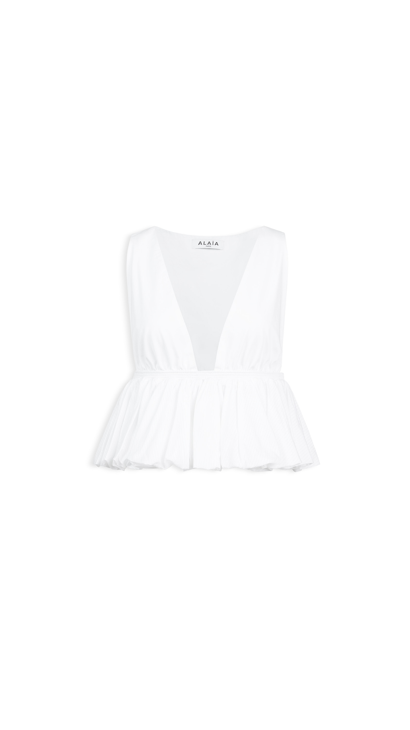 Alaia Openwork Cotton Peplum Top