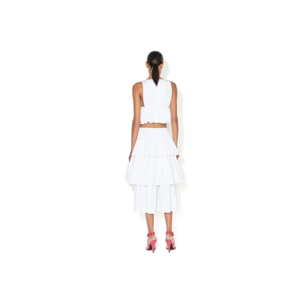 Alaia Openwork Cotton Ruffle Skirt, view 4