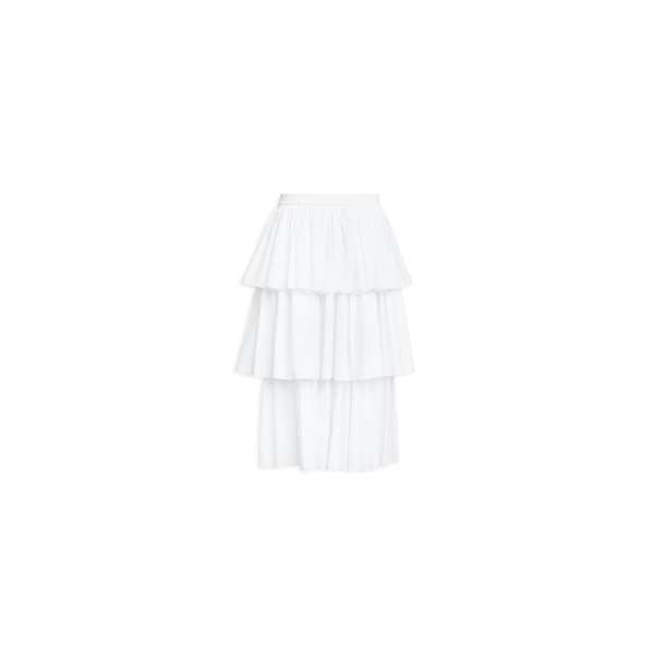 Alaïa Openwork Cotton Ruffle Skirt - ALAÏA Skirts - Laser Cut Luxury - Shop at Luxury Shoes 