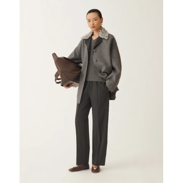 Fabiana Filippi Gubbio Cool Wool Trousers in Grey, view 2