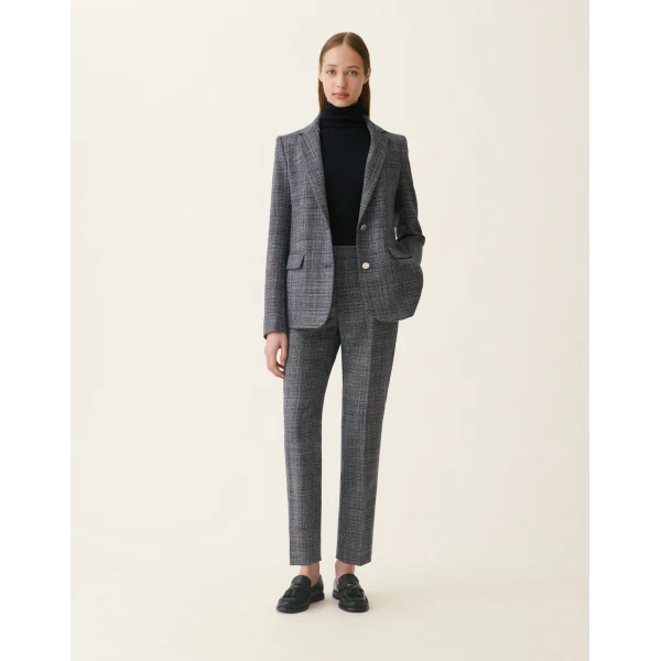 Fabiana Filippi Montefalco Trousers in Mouliné, Midnight Blue, view 2