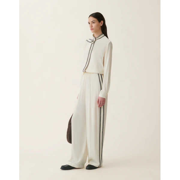 Fabiana Filippi Crêpe de Chine Trousers in Butter, view 2