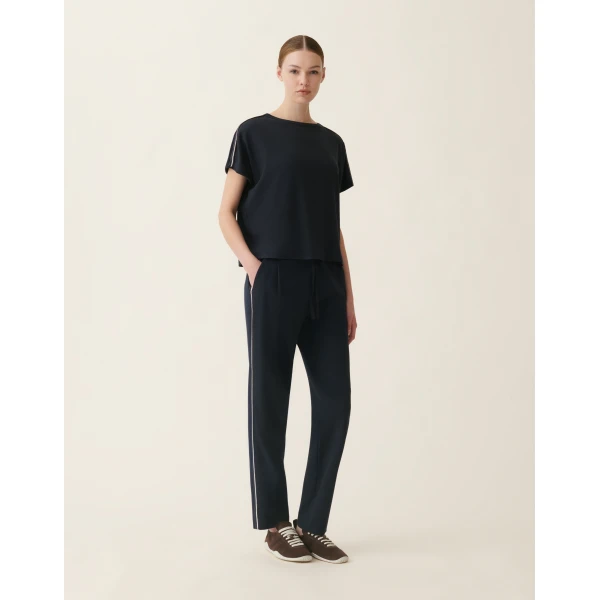 Fabiana Filippi Spello Jogging Trousers in Milano Stitch Jersey, Midnight Blue, view 2