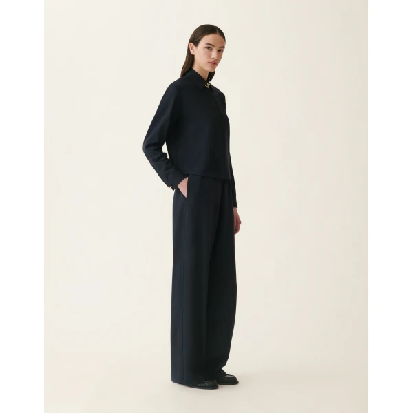 Fabiana Filippi Trevi Trousers in Bistretch Cool Wool, Midnight Blue, view 2