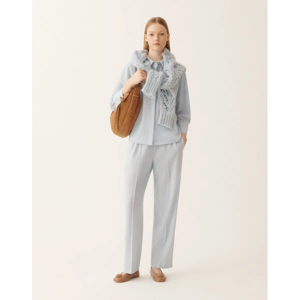 Fabiana Filippi Gubbio Jogging Pants in Lightweight Bi-Stretch Wool, Aqua, view 2