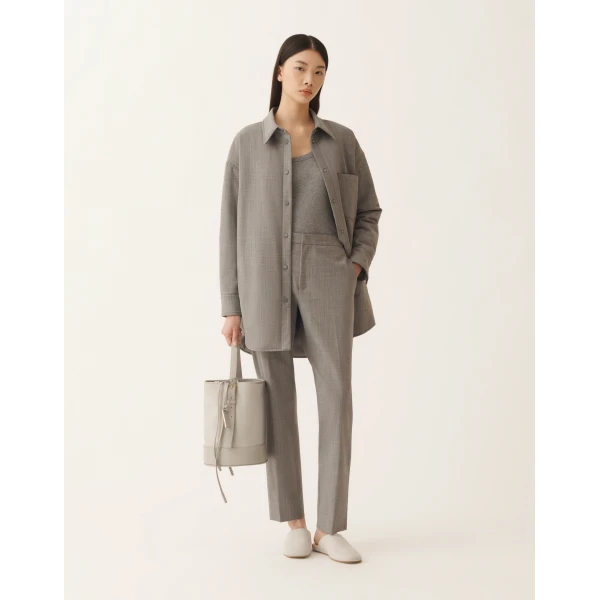 Fabiana Filippi Montefalco Pants in Lightweight Bi-Stretch Wool, Rock Mélange, view 2