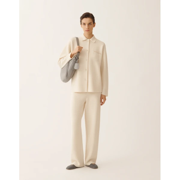 Fabiana Filippi Jogging Pants in Wool and Cotton, Butter, view 2