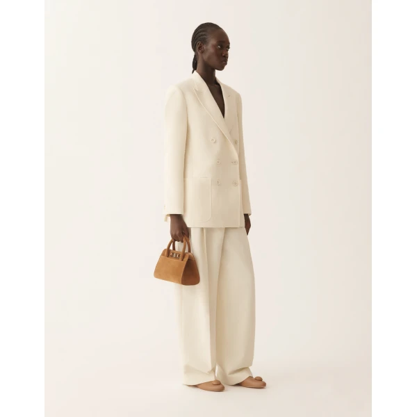 Fabiana Filippi Tailored Pants in Drop Fil Coupé, Butter, view 2