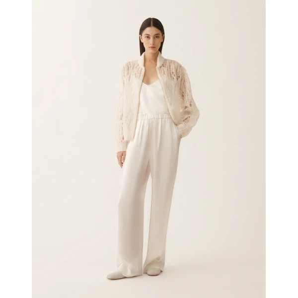 Fabiana Filippi Trevi Pants in Aqua Satin, Butter, view 2