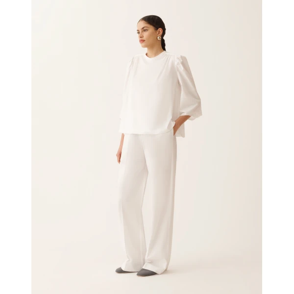 Fabiana Filippi Trevi Pants in Optical White Poplin, view 2
