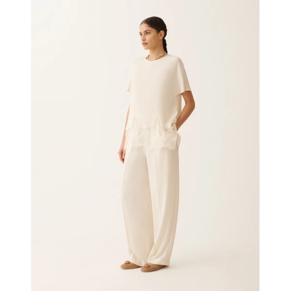 Fabiana Filippi Fluid Linen and Viscose Pants in Butter, view 2