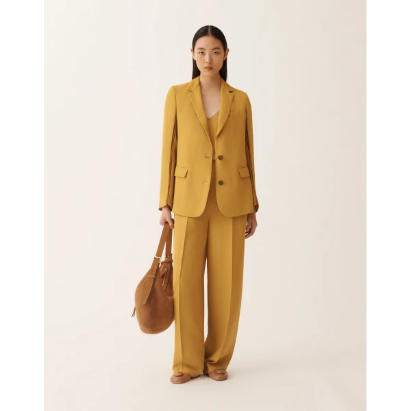Fabiana Filippi Fluid Linen and Viscose Trousers in Mustard, view 2