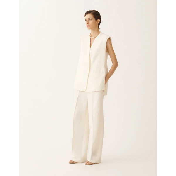 Fabiana Filippi Crepe de Chine Pants in Butter, view 2