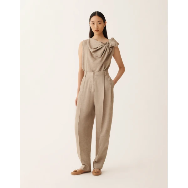 Fabiana Filippi Linen Canvas Pants in Dove Grey, view 2