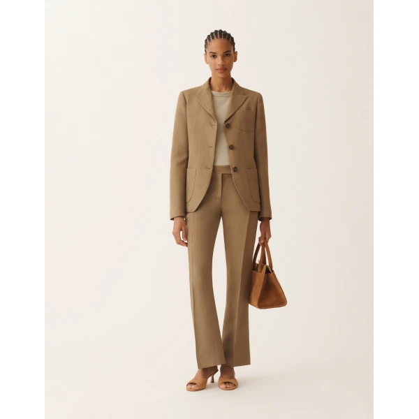 Fabiana Filippi Fluid Linen and Viscose Pants in Mud, view 2