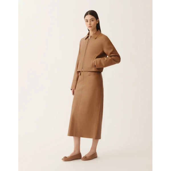 Fabiana Filippi Boxy Jacket in Lissé Nappa, Wicker, view 2