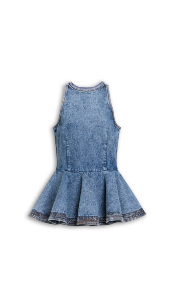 Alaïa Peplum Denim Top - ALAÏA Pants - Laser Cut Luxury - Shop at Luxury Shoes 