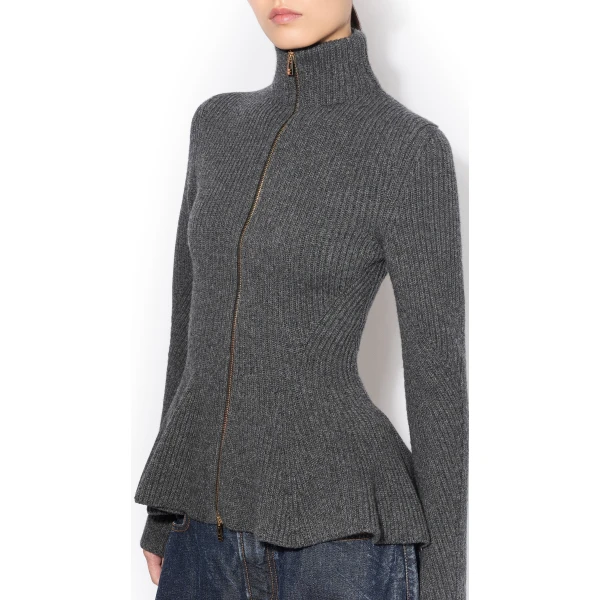 Alaïa Peplum Knitted Cardigan - ALAÏA Knitwear - Laser Cut Luxury - Shop at Luxury Shoes 