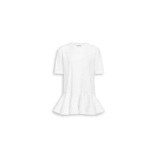 Alaïa Peplum T Shirt - ALAÏA Tops - Laser Cut Luxury - Shop at Luxury Shoes 