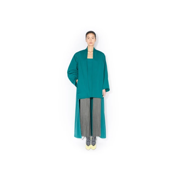 Alaïa Poplin Asymmetric Robe Coat - ALAÏA Coats - Laser Cut Luxury - Shop at Luxury Shoes 