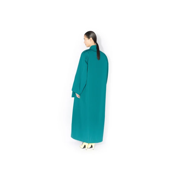 Alaïa Poplin Asymmetric Robe Coat - ALAÏA Coats - Laser Cut Luxury - Shop at Luxury Shoes 