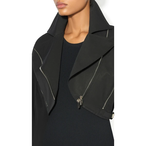 Alaïa Poplin Biker Jacket - ALAÏA Jackets - Laser Cut Luxury - Shop at Luxury Shoes 