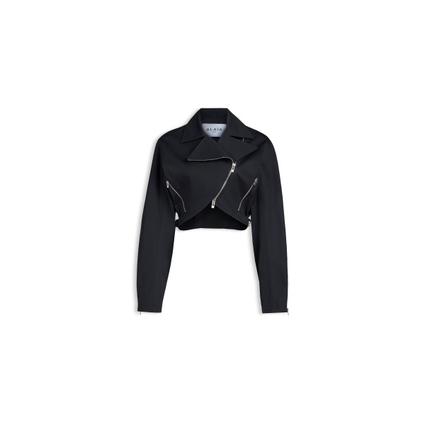 Alaïa Poplin Biker Jacket - ALAÏA Jackets - Laser Cut Luxury - Shop at Luxury Shoes 
