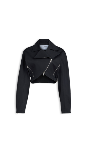Alaïa Poplin Biker Jacket - ALAÏA Jackets - Laser Cut Luxury - Shop at Luxury Shoes 