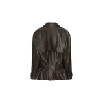Rotate Birger Christensen Biker Leather Jacket Dark Brown