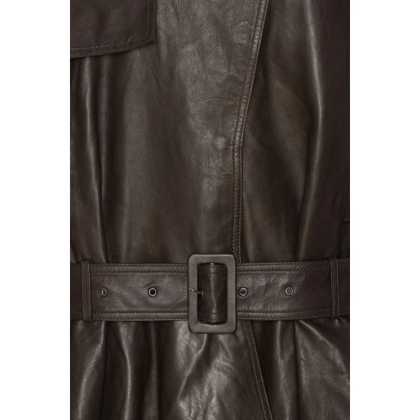 Rotate Birger Christensen Biker Leather Jacket Dark Brown, view 2