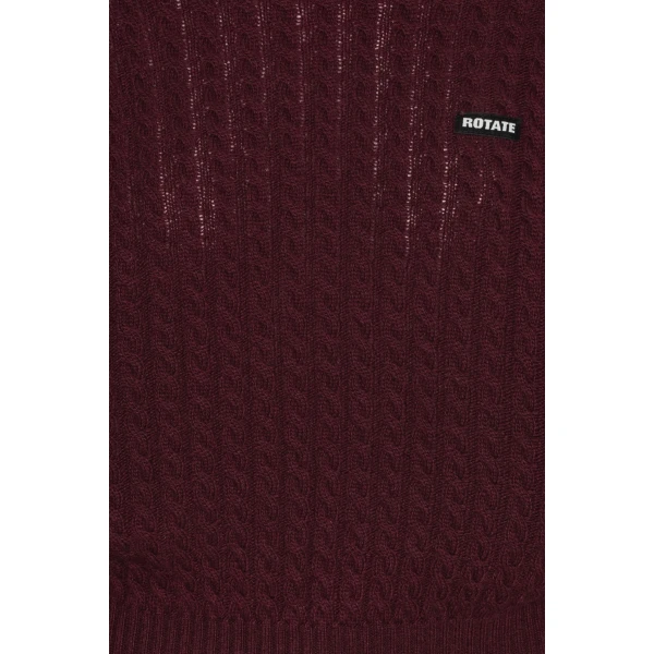 Rotate Birger Christensen Cable Crewneck Sweater Bordeaux, view 6