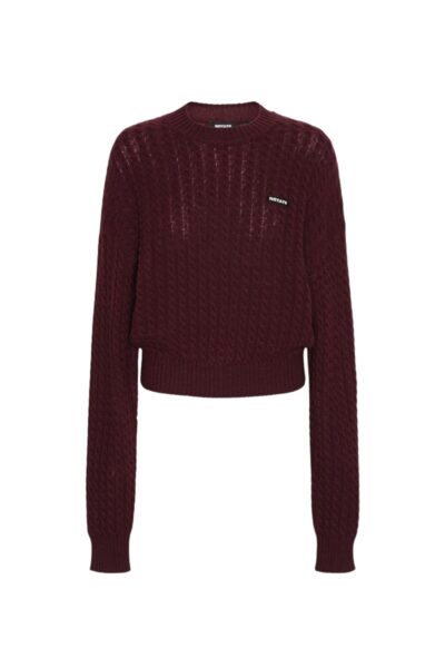 Cable Crewneck Sweater Bordeaux