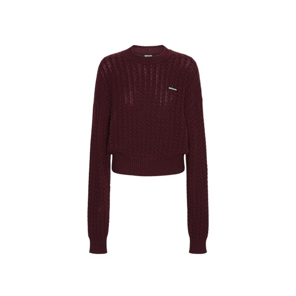 Cable Crewneck Sweater Bordeaux
