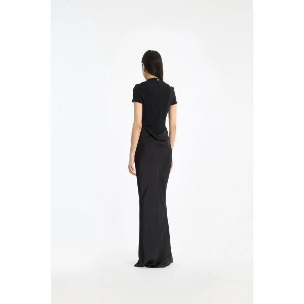 Rotate Birger Christensen Capsleeve Draped Maxi Black Top, view 3
