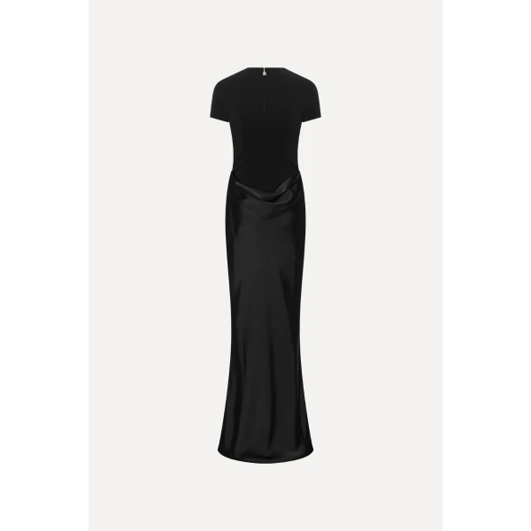 Rotate Birger Christensen Capsleeve Draped Maxi Black Top, view 5