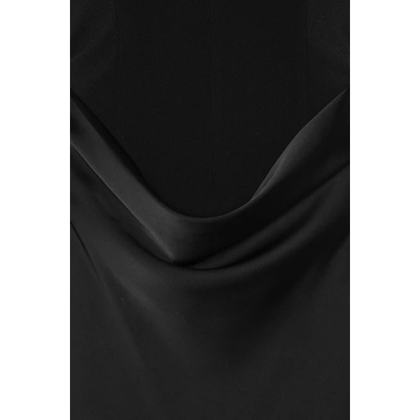 Rotate Birger Christensen Capsleeve Draped Maxi Black Top, view 6