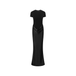 Rotate Birger Christensen Capsleeve Draped Maxi Black Top