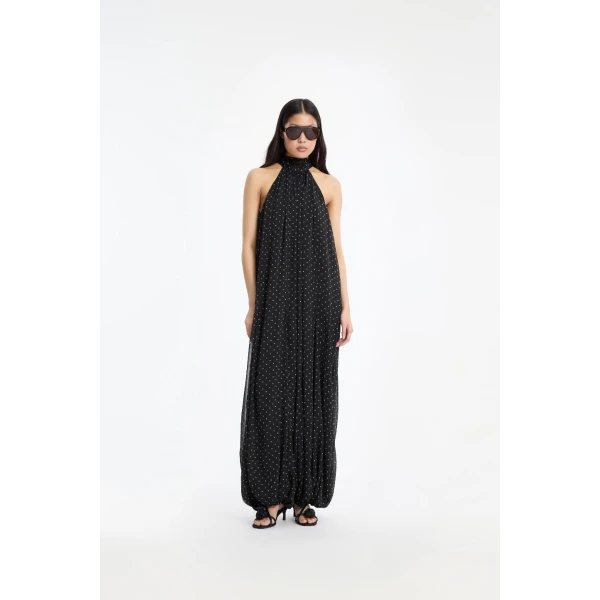 Rotate Birger Christensen Chiffon Balloon Jumpsuit Black, view 2