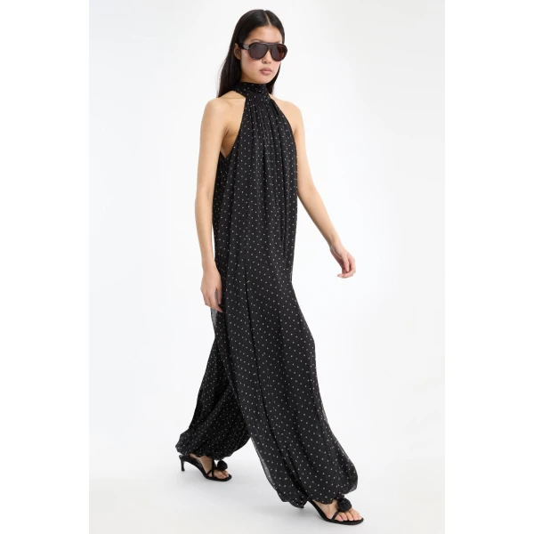 Rotate Birger Christensen Chiffon Balloon Jumpsuit Black, view 3